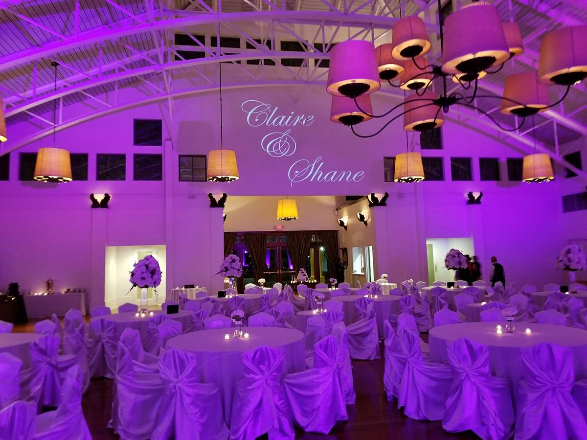Monogram projection at the Audubon Tea Room with Uplighting